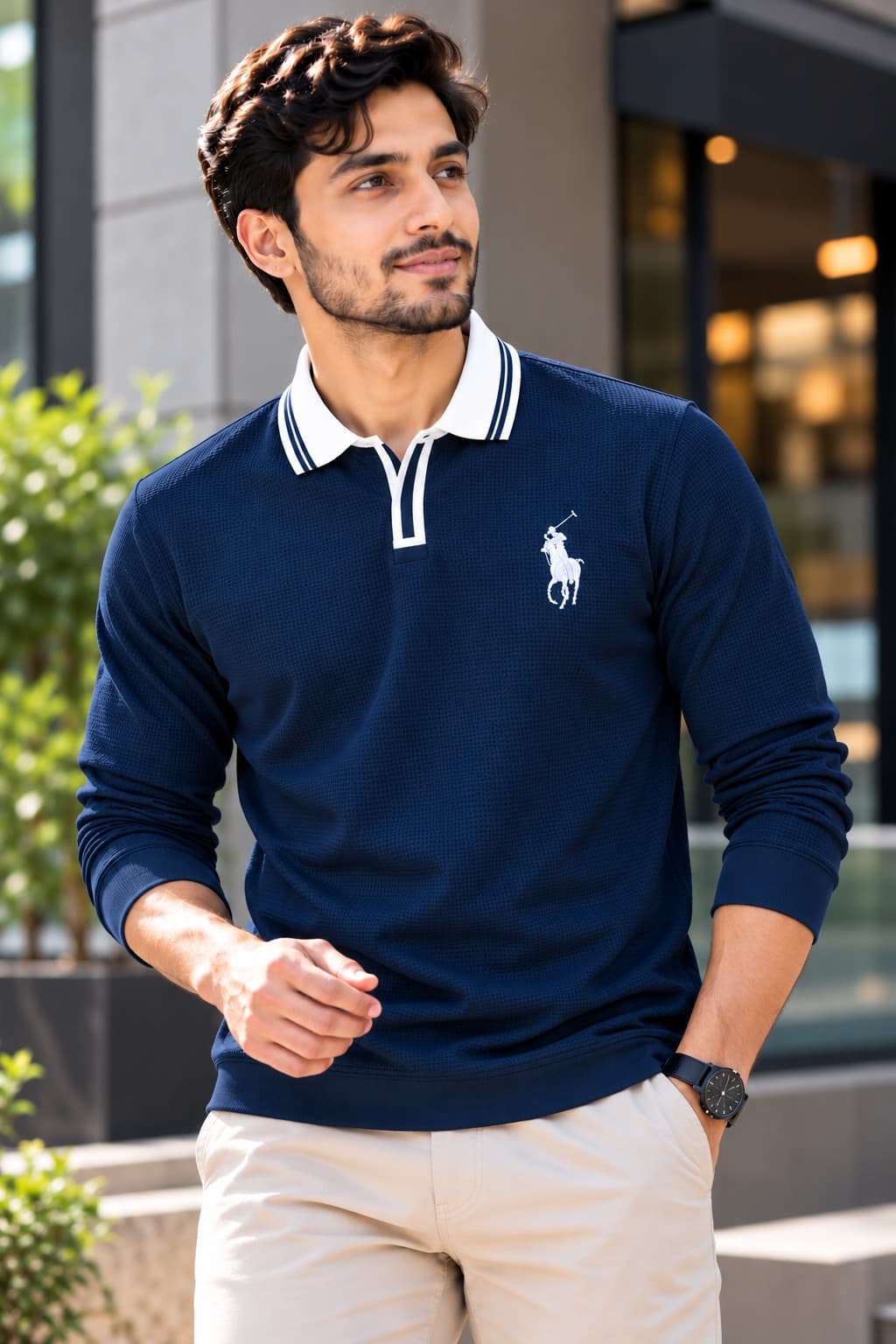 Premium Embroidery Full Sleeve Polo Shirt
