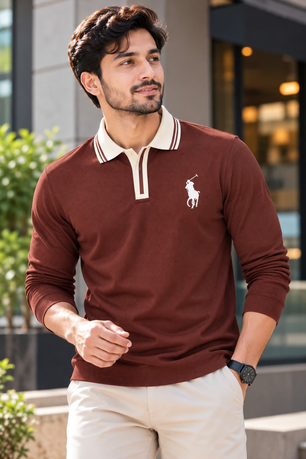 Premium Embroidery Full Sleeve Polo Shirt