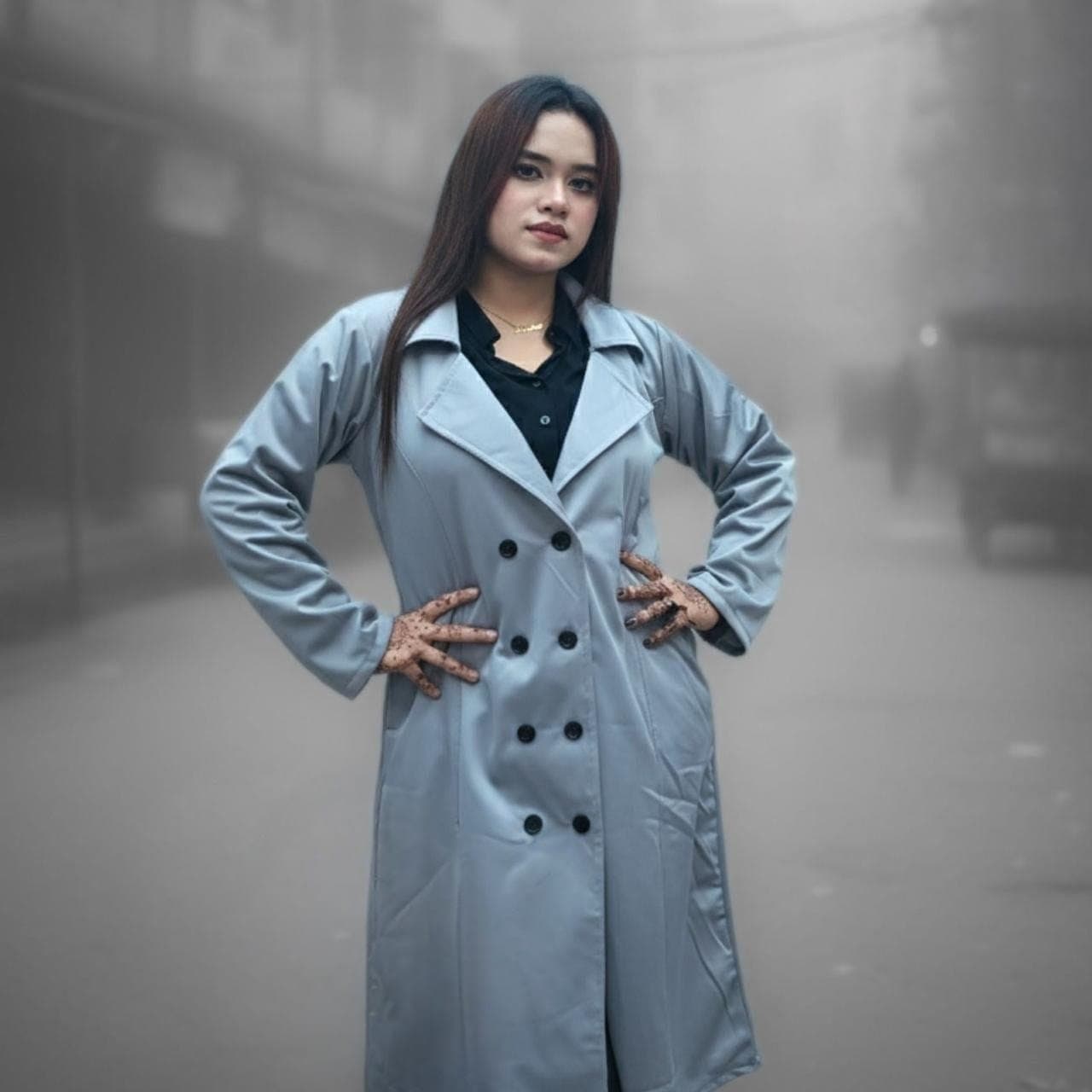 Stylish Ladies Overcoat ( Button System)