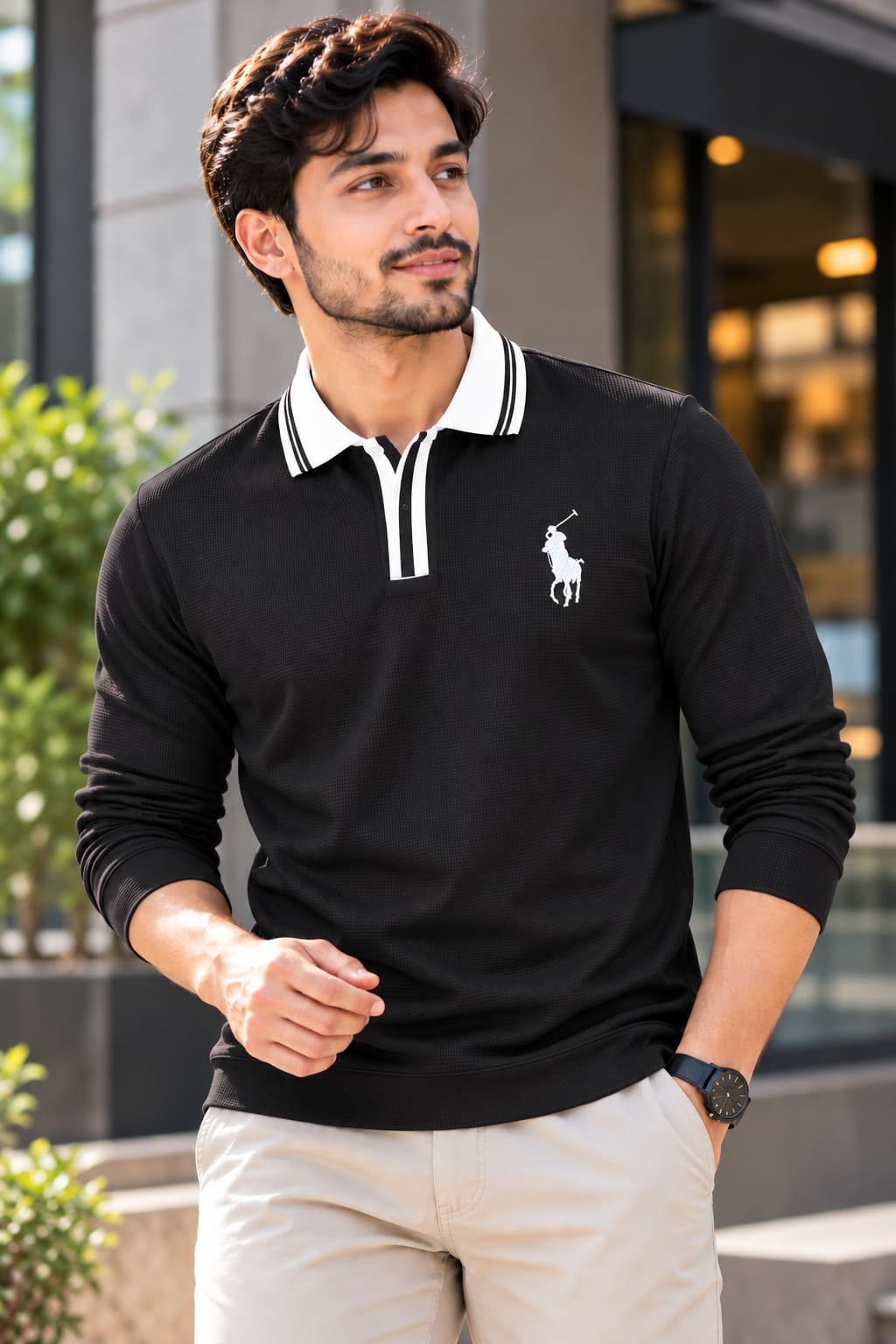 Premium Embroidery Full Sleeve Polo Shirt